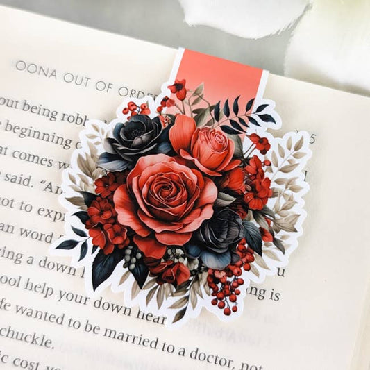 Magnetic Bookmark - Floral bookmark - Winter flowers red