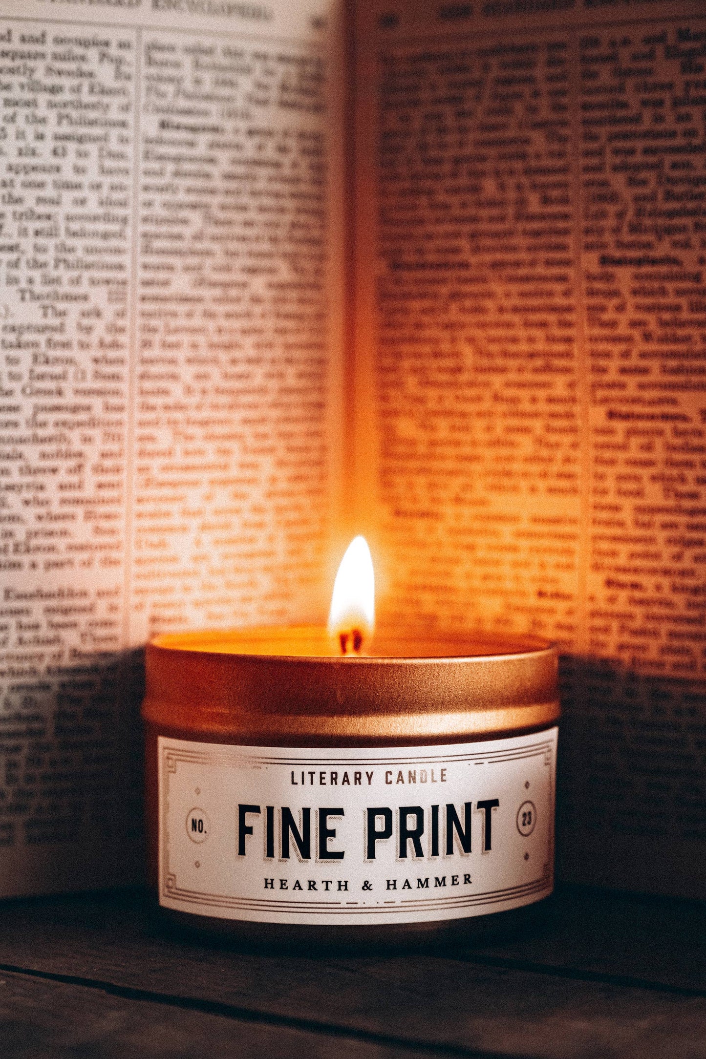 Fine Print Travel Tin Literary Candle 4oz | Book Candle