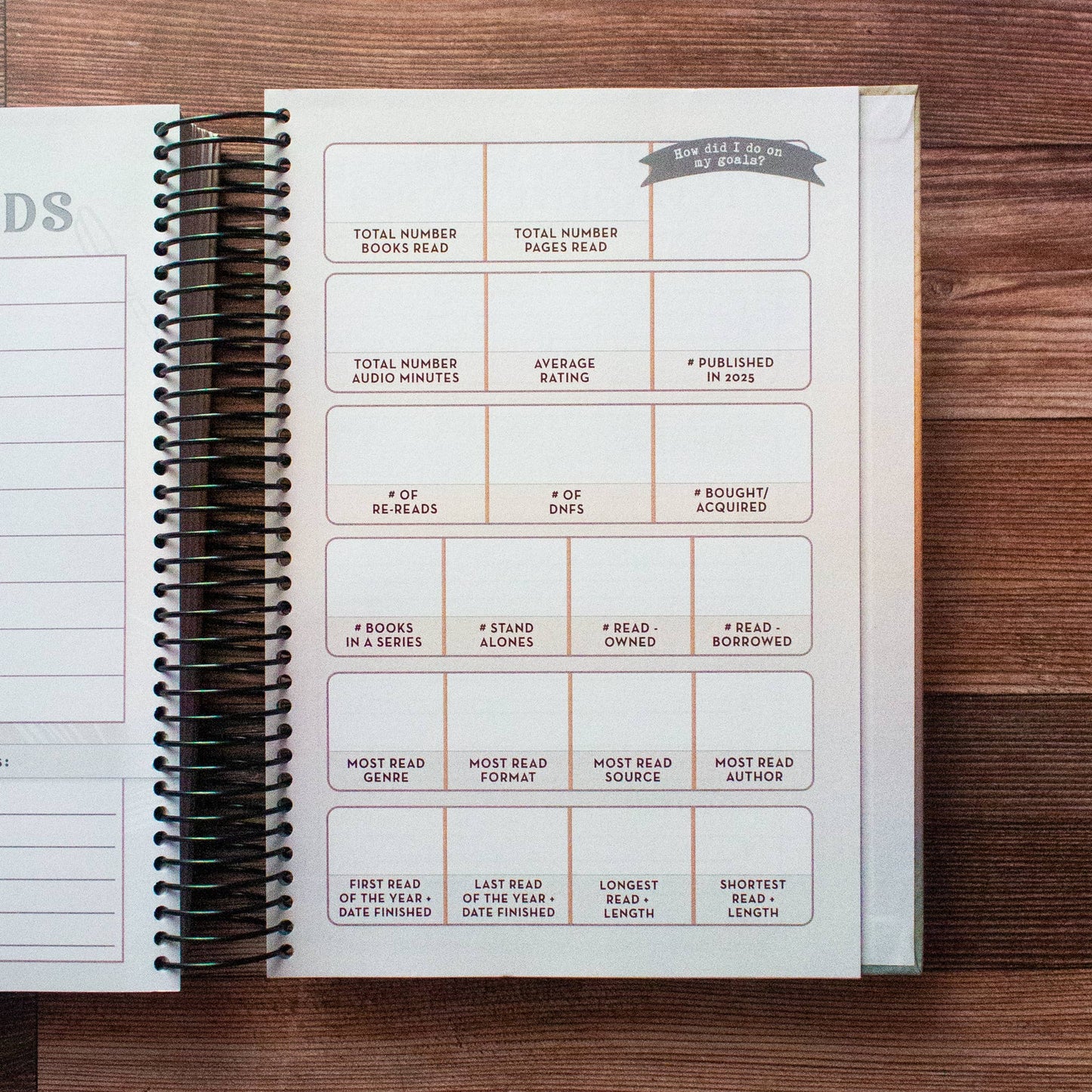 2025 Reading Tracker Notebook/Log