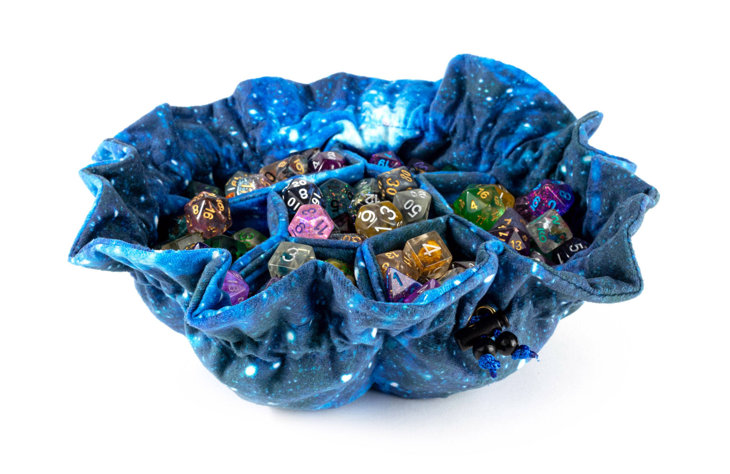 Velvet Compartment Dice Bag with 7 Pockets: Galaxy