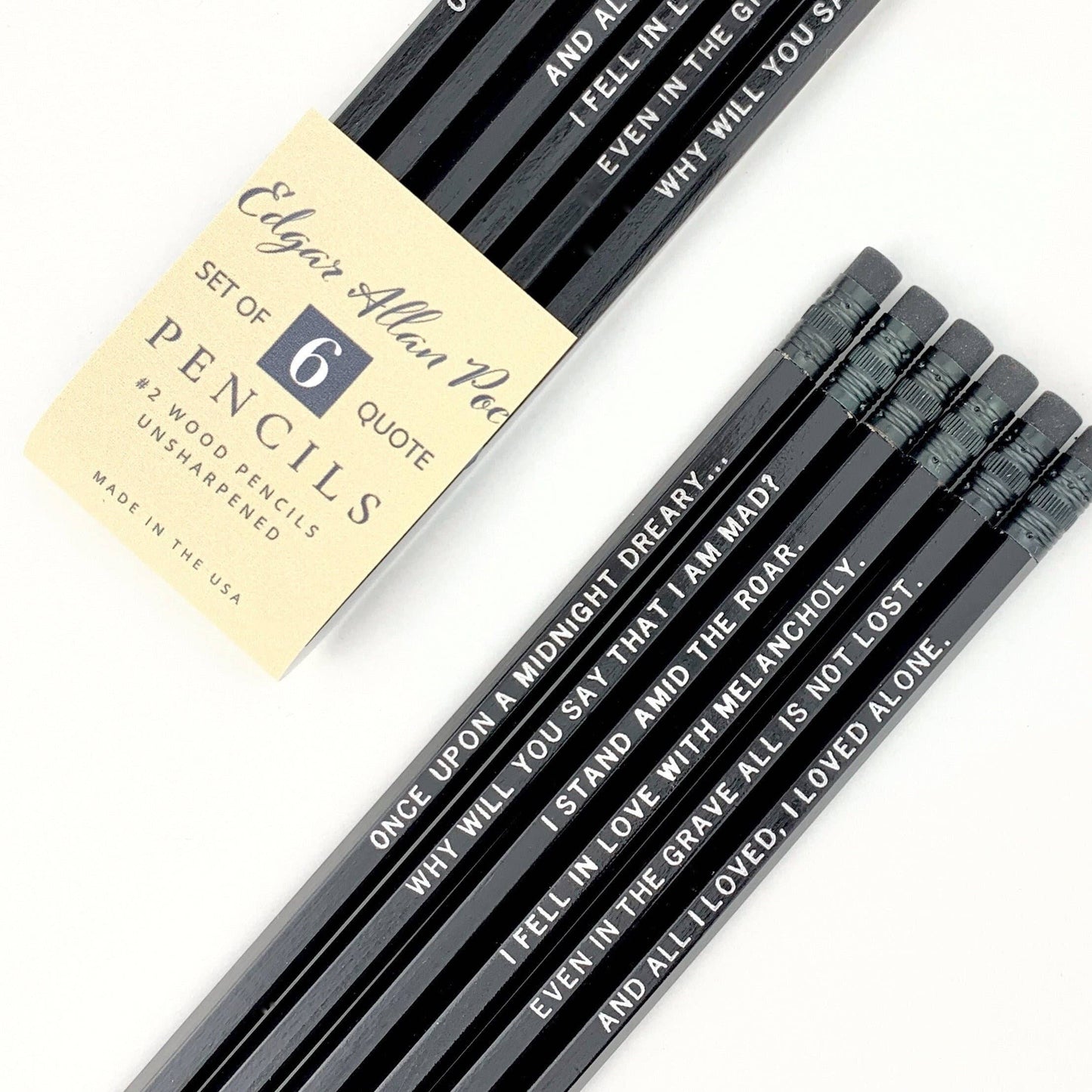 Edgar Allan Poe Quote Pencils Gift for Book Lovers