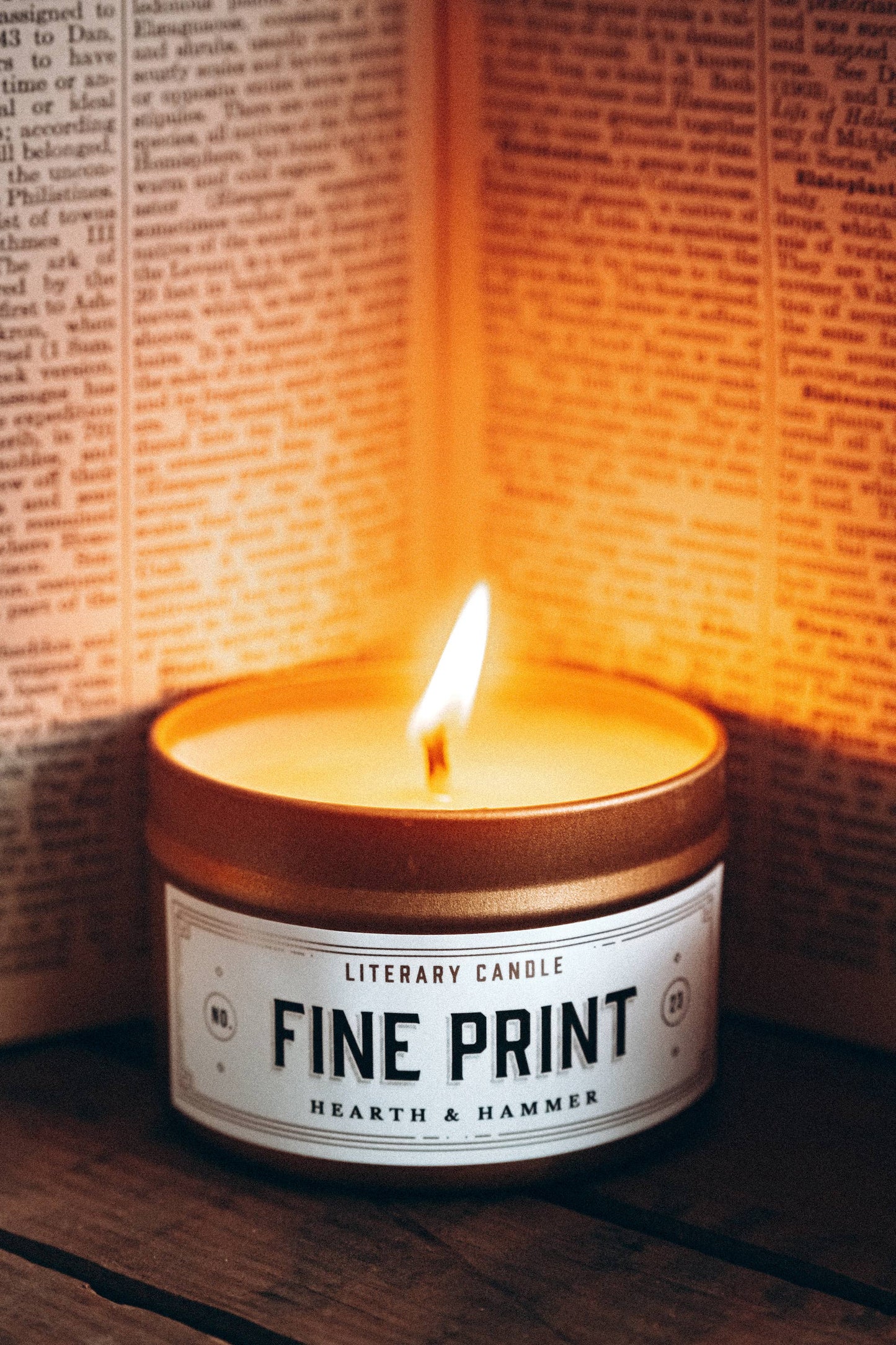 Fine Print Travel Tin Literary Candle 4oz | Book Candle