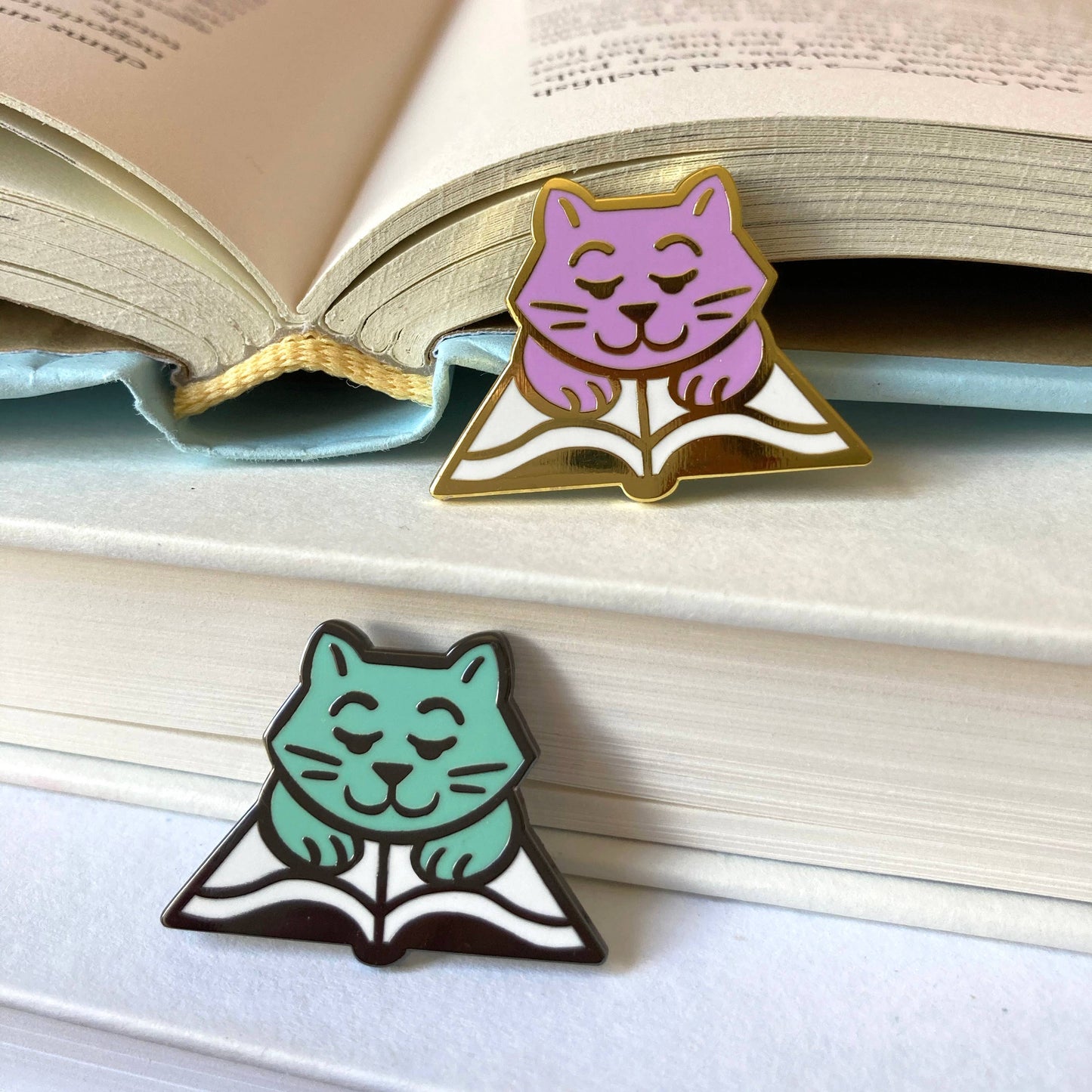 Book Cat Enamel Pin