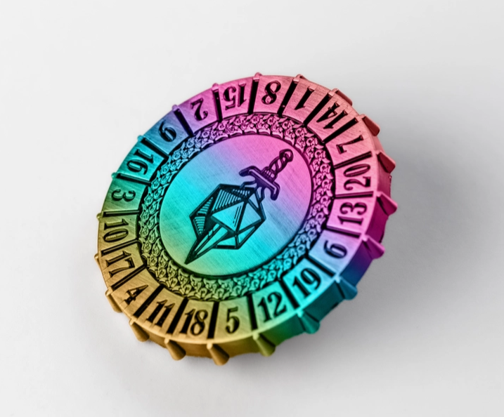 Metallic D20 Spinner : Torched Rainbow