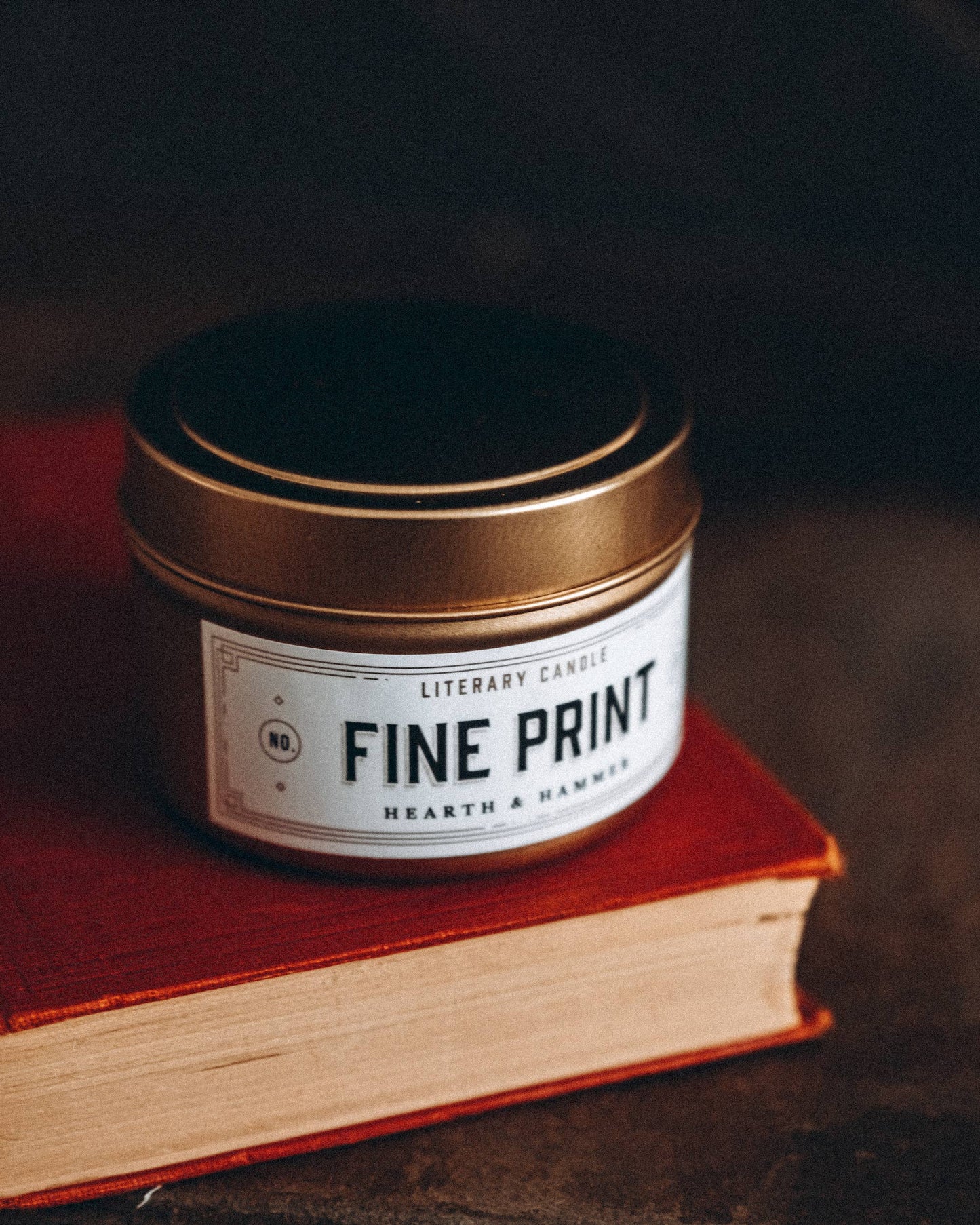 Fine Print Travel Tin Literary Candle 4oz | Book Candle