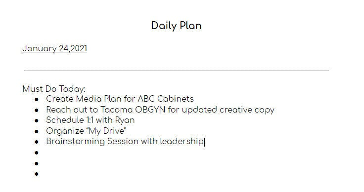 Daily Plan - Digital Download - .doxc Editable File